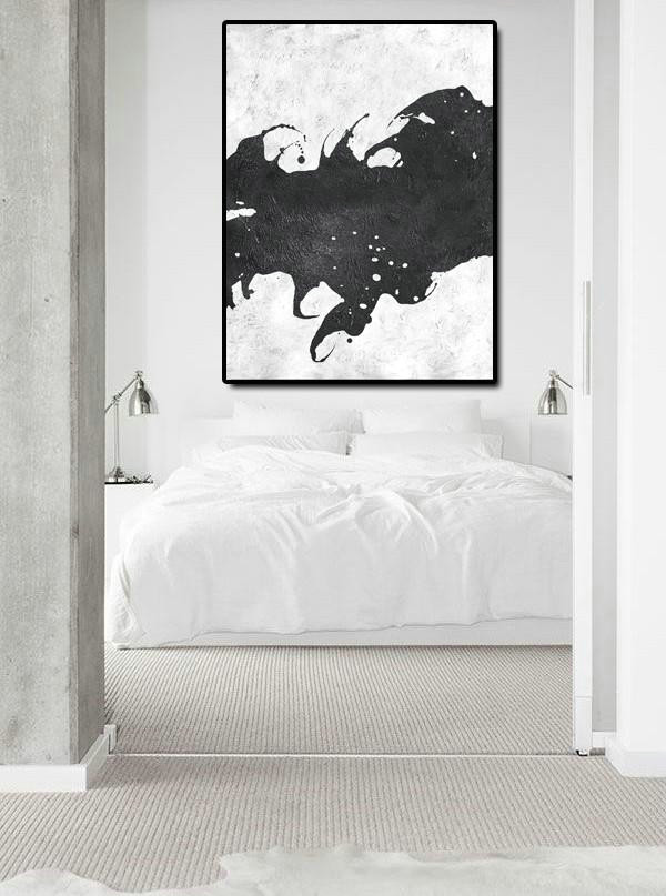 Large Abstract Wall Art,Black And White Minimal Painting On Canvas - Original Abstract Art Paintings